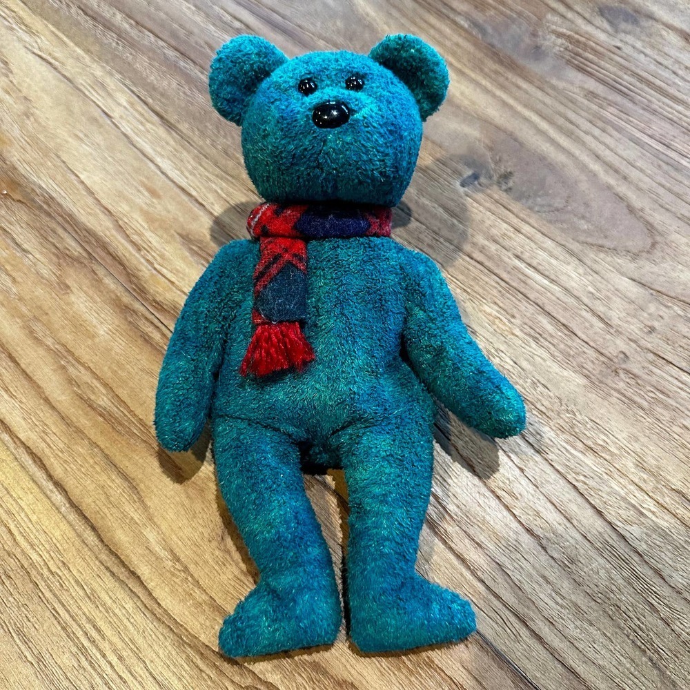 Ty Beanie Baby Wallace Green 8” Bear Red Scarf Vintage 1999 90’s